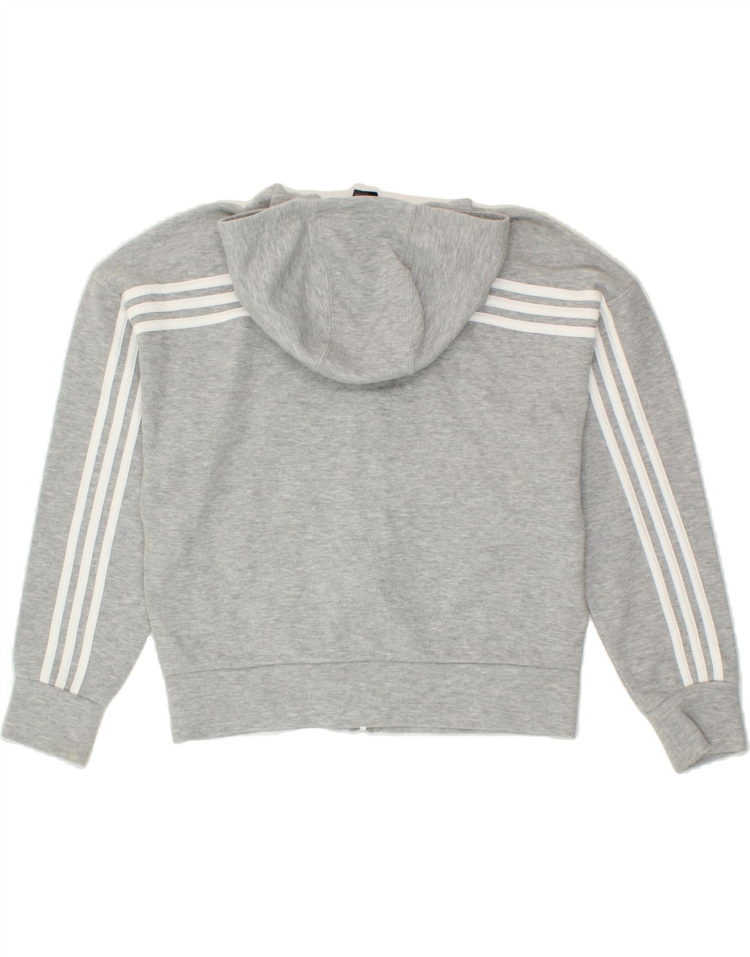 ADIDAS Girls Zip Hoodie Sweater 13-14 Years Grey Cotton Vintage Adidas and Second-Hand Adidas from Messina Hembry 
