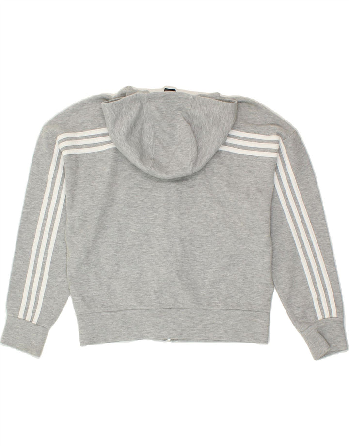 ADIDAS Girls Zip Hoodie Sweater 13-14 Years Grey Cotton Vintage Adidas and Second-Hand Adidas from Messina Hembry 