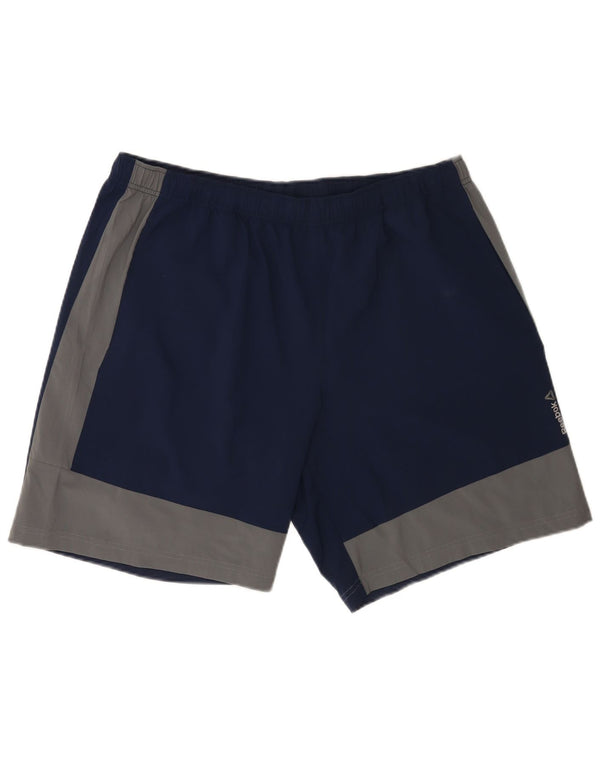 Shorts esportivos masculinos Reebok XL azul marinho colorblock poliéster
