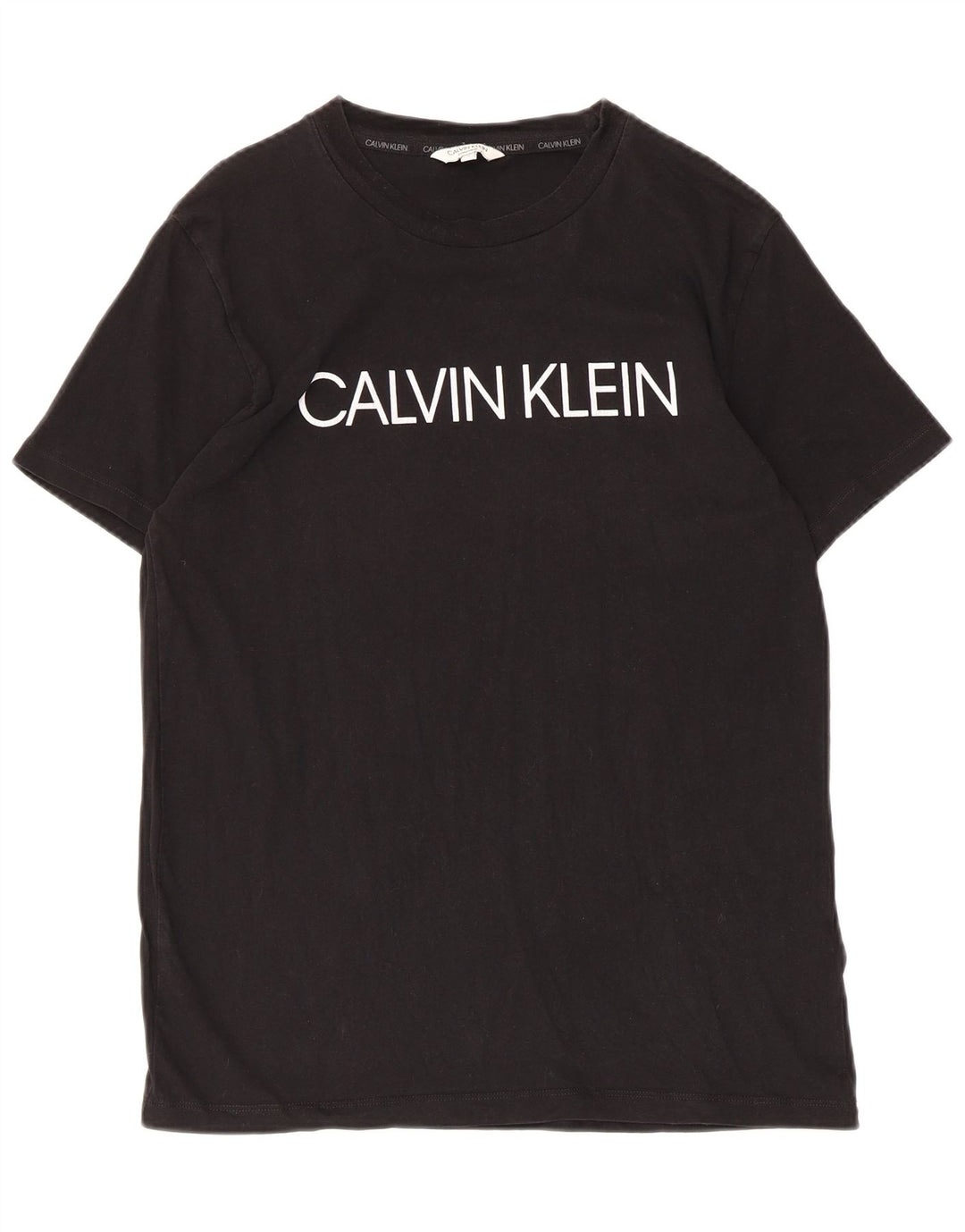 Camiseta masculina Calvin Klein com estampa gráfica pequena de algodão preto