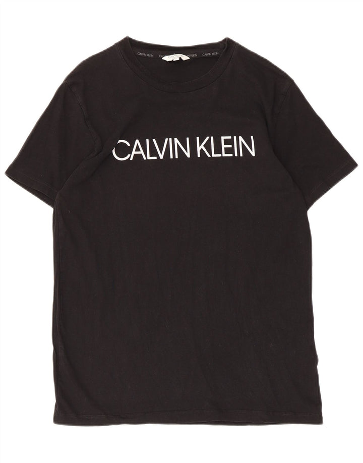 Camiseta masculina Calvin Klein com estampa gráfica pequena de algodão preto