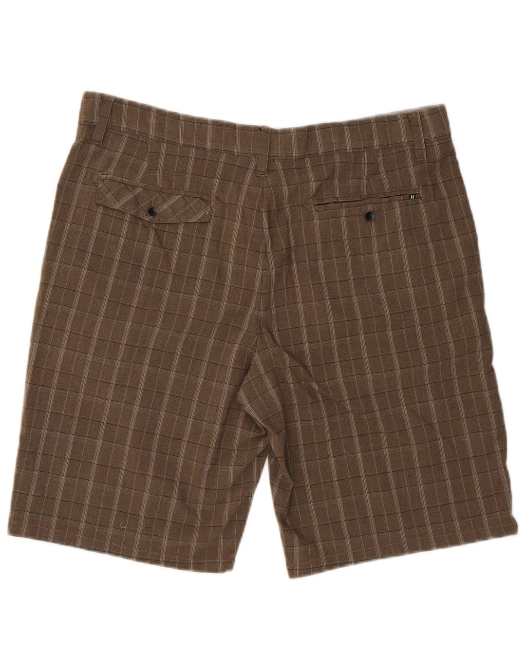 Hurley Mens Chino Shorts W36 Grande Poliéster Xadrez Marrom