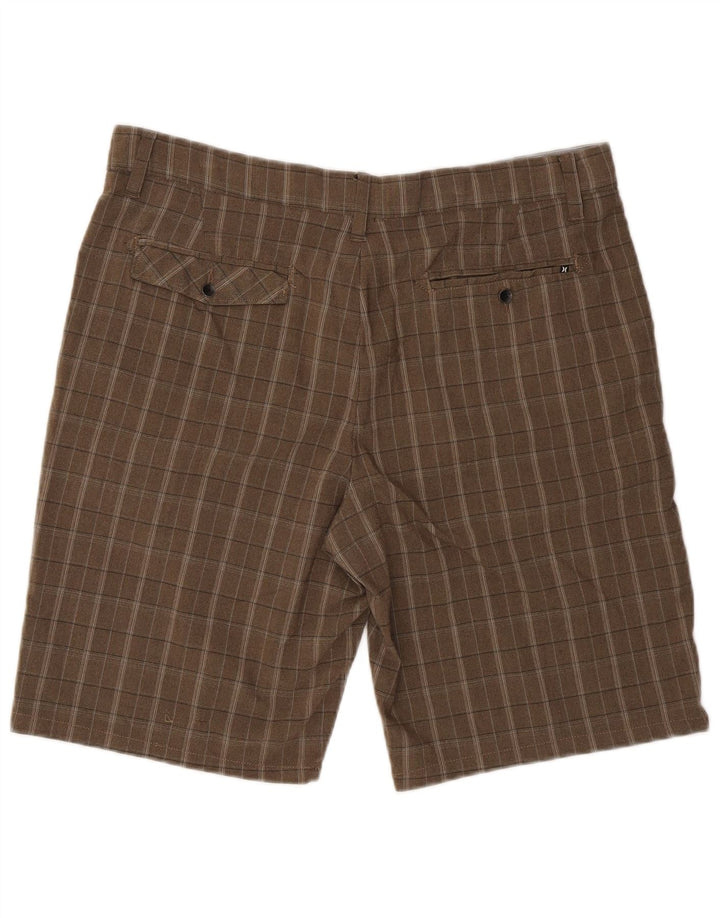 Hurley Mens Chino Shorts W36 Grande Poliéster Xadrez Marrom