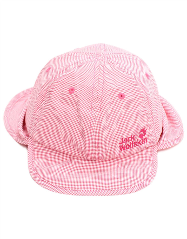 Chapéu Jack Wolfskin feminino com decote drapeado 4-5 anos pequeno rosa Houndstooth