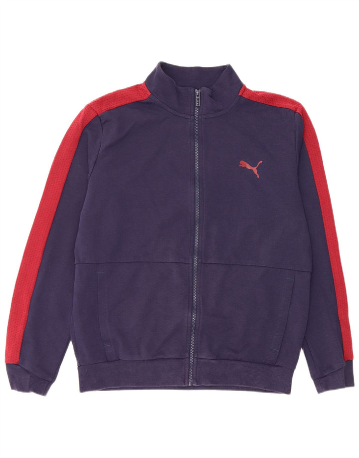 Puma Mens Tracksuit Top Jacket Médio Azul Marinho Colorblock Algodão