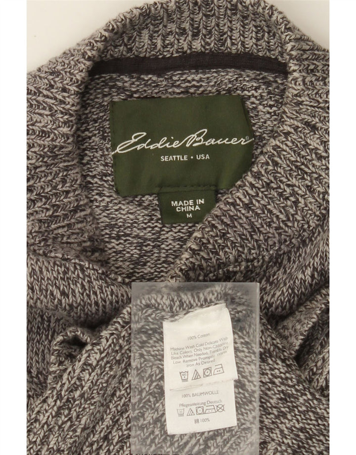 EDDIE BAUER Suéter masculino com gola redonda e algodão manchado cinza médio