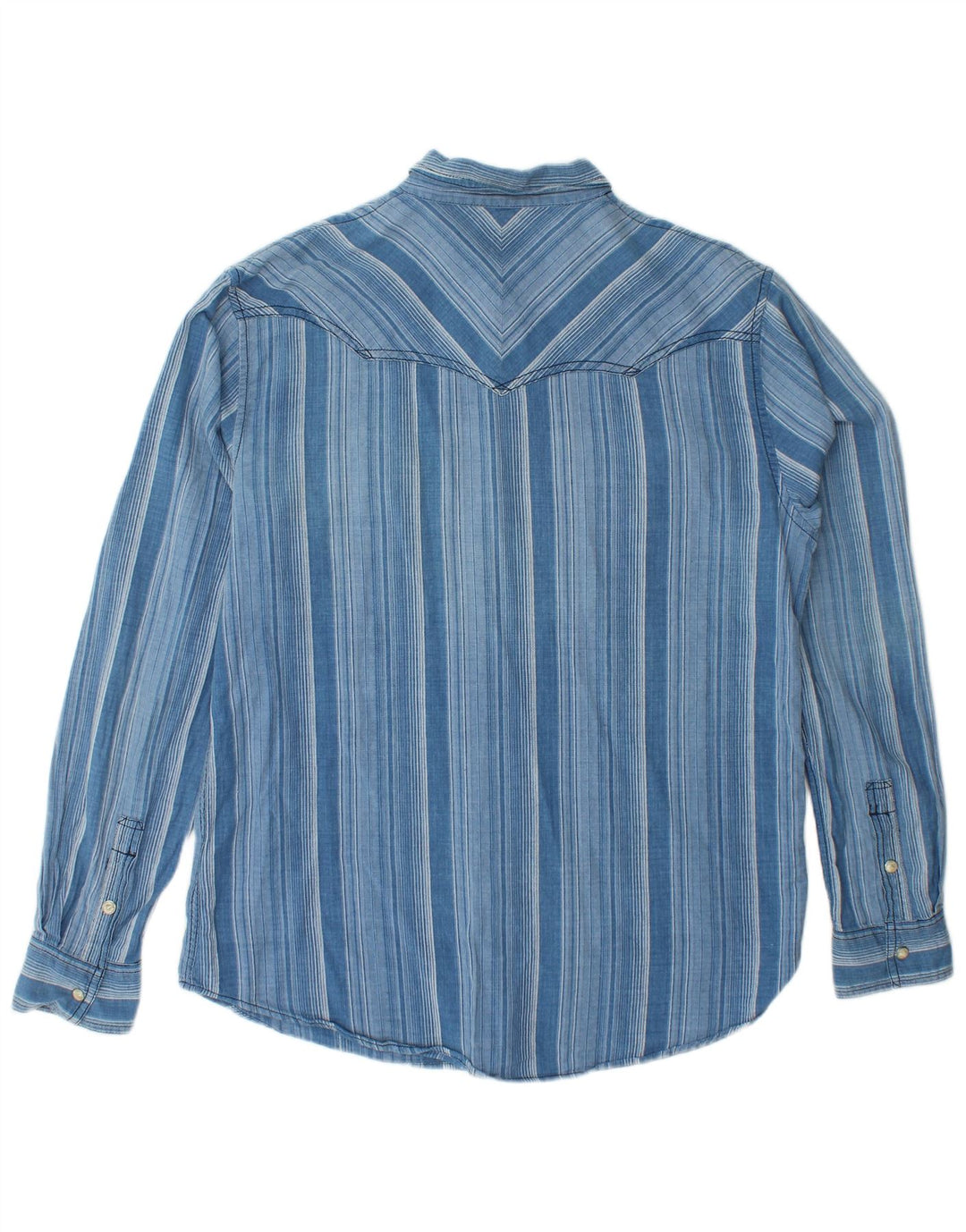 Camisa masculina de flanela de ajuste regular WRANGLER grande algodão listrado azul