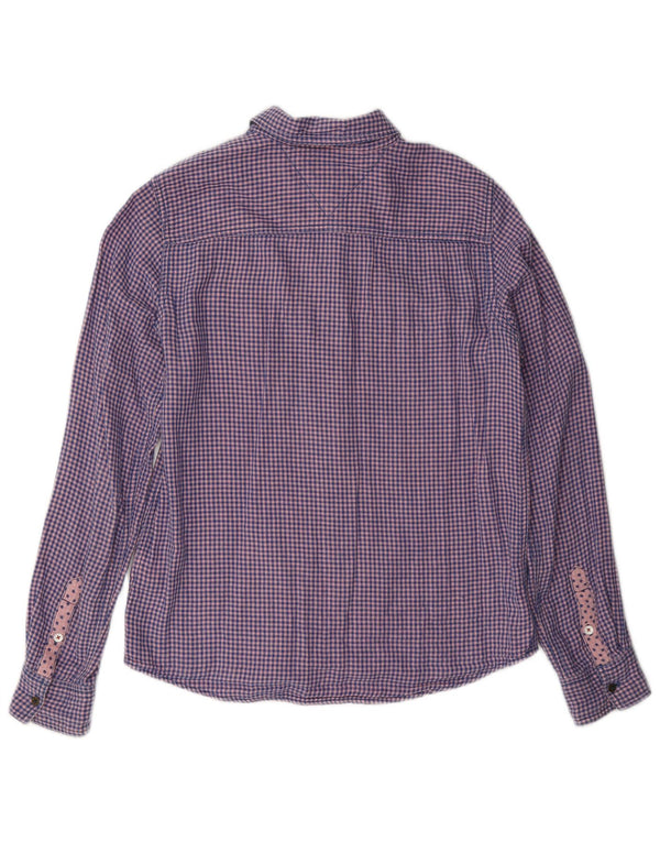 Camisa de flanela feminina Tommy Hilfiger Reino Unido 10 algodão guingão azul pequeno