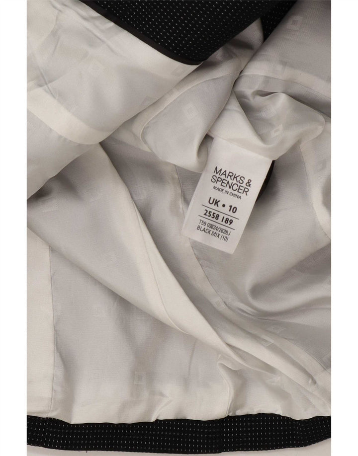 Jaqueta blazer feminina de 1 botão Marks & Spencer UK 10 pequena azul marinho manchada
