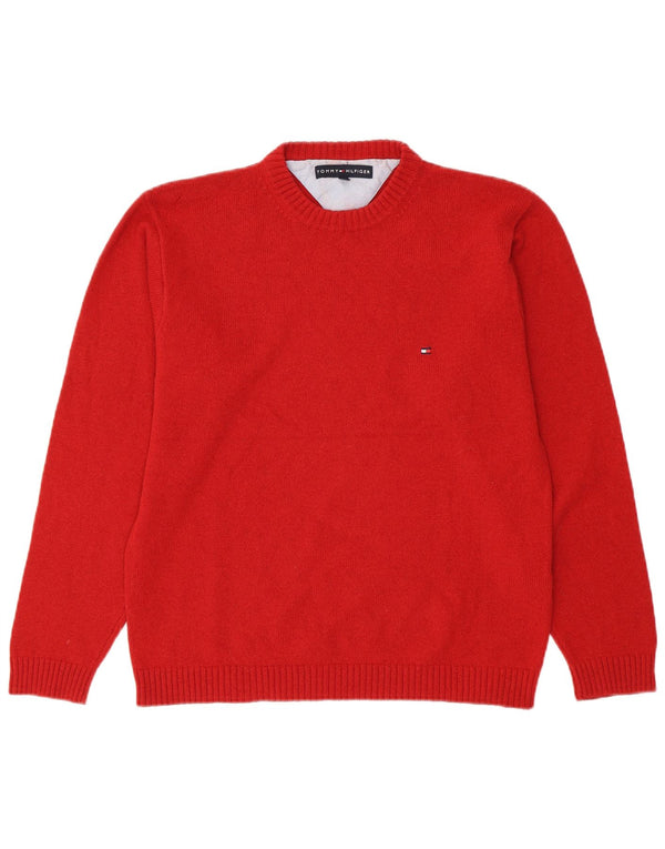 Suéter masculino TOMMY HILFIGER com gola redonda, grande lã vermelha