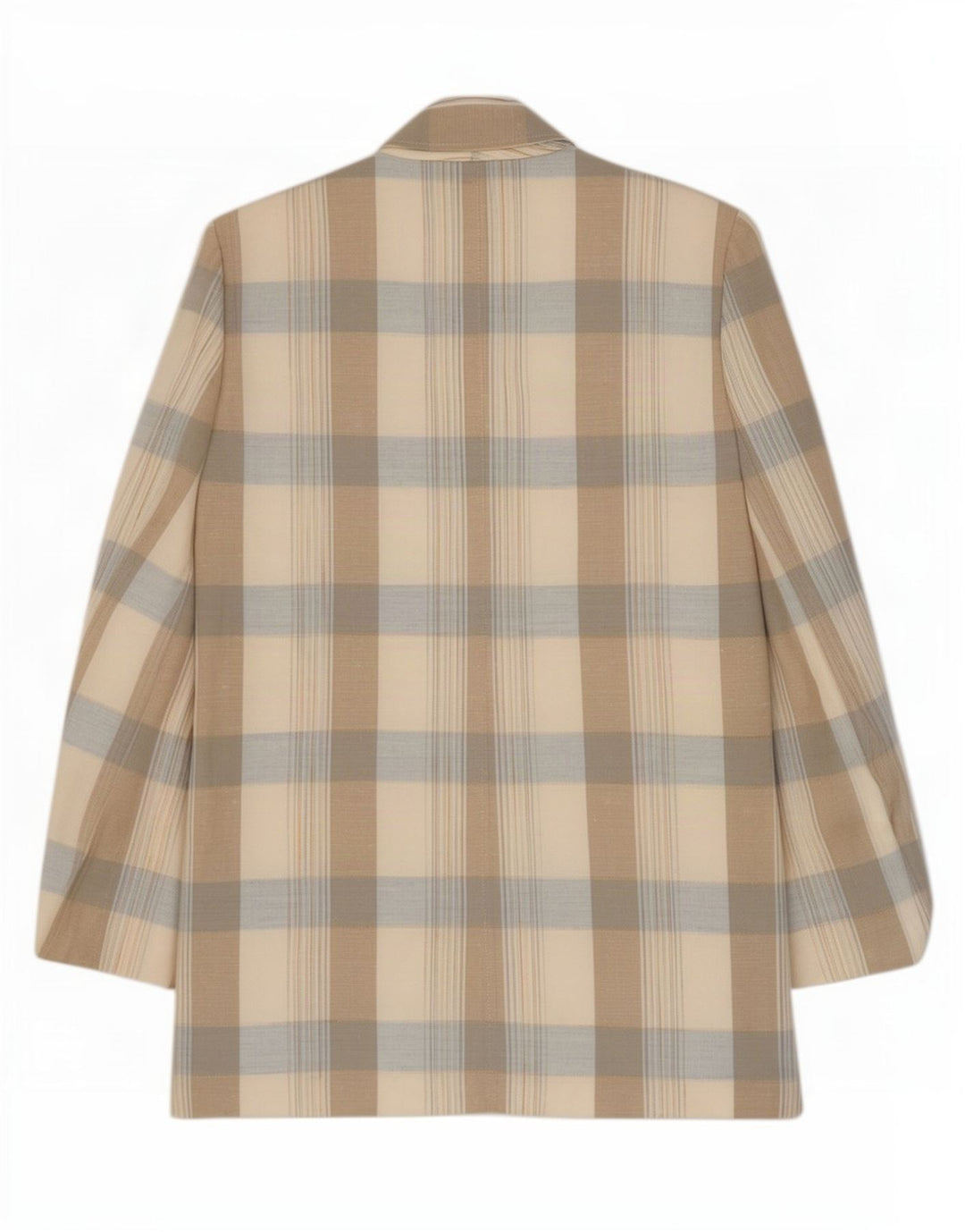Jaqueta blazer vintage feminina com 2 botões Reino Unido 14 xadrez bege médio