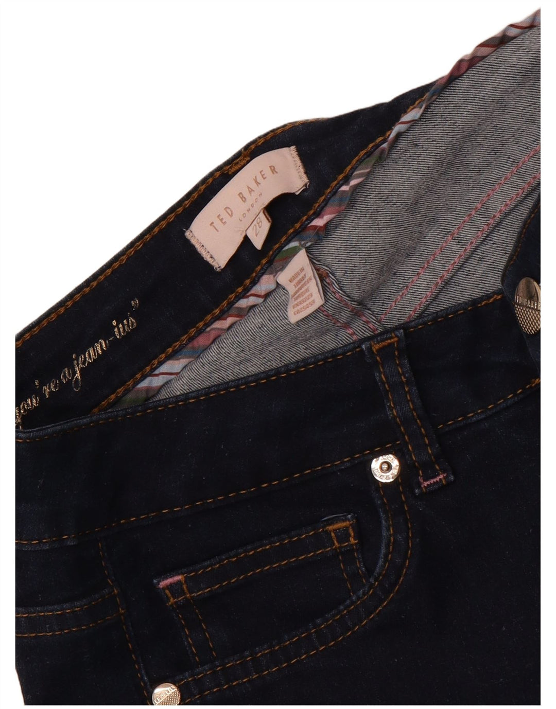 Jeans slim feminino Ted Baker W28 L26 azul marinho floral