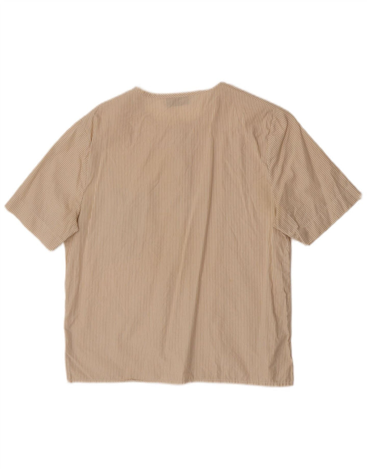 Maurice Abot blusa feminina de manga curta Reino Unido 14 risca de giz bege médio