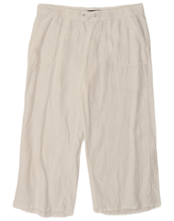 Calças cortadas femininas Marks & Spencer UK 14 grandes W30 L28 brancas