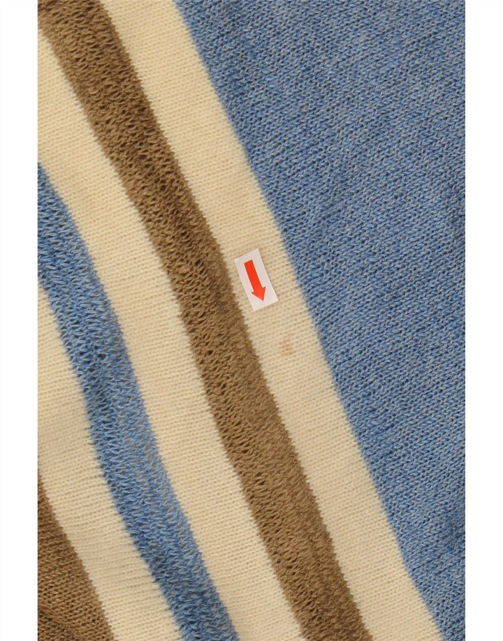 Suéter feminino VINTAGE com gola canoa UK 12 listrado médio multicolorido