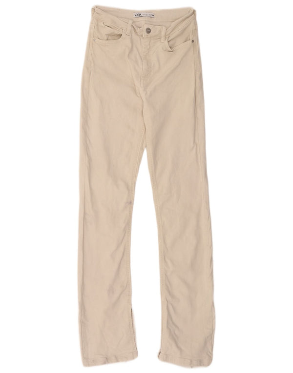 Calça jeans reta feminina Zara EU 36 XS W26 L32 bege