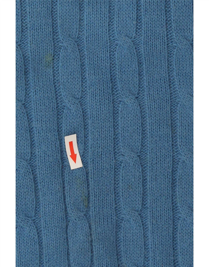 Suéter vintage masculino com gola redonda grande azul