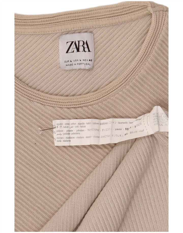 Zara Top masculino manga comprida grande algodão bege