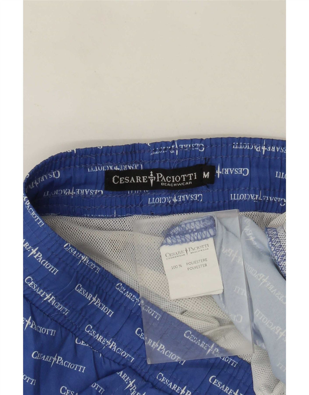 Cesare Paciotti Shorts de natação masculino gráfico azul médio poliéster