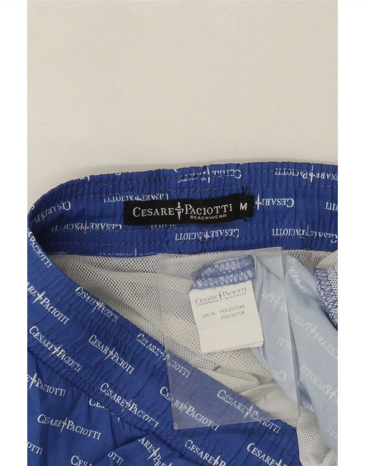 Cesare Paciotti Shorts de natação masculino gráfico azul médio poliéster