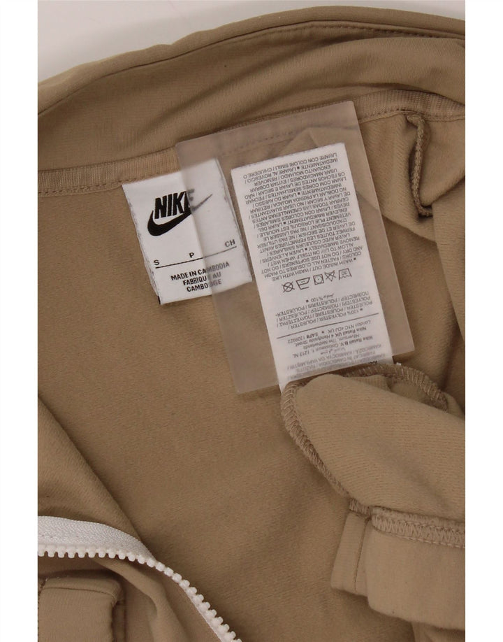 Moletom masculino Nike com zíper e gola alta em poliéster bege pequeno