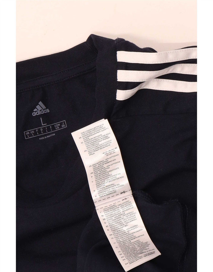 Camiseta masculina Adidas grande algodão azul marinho