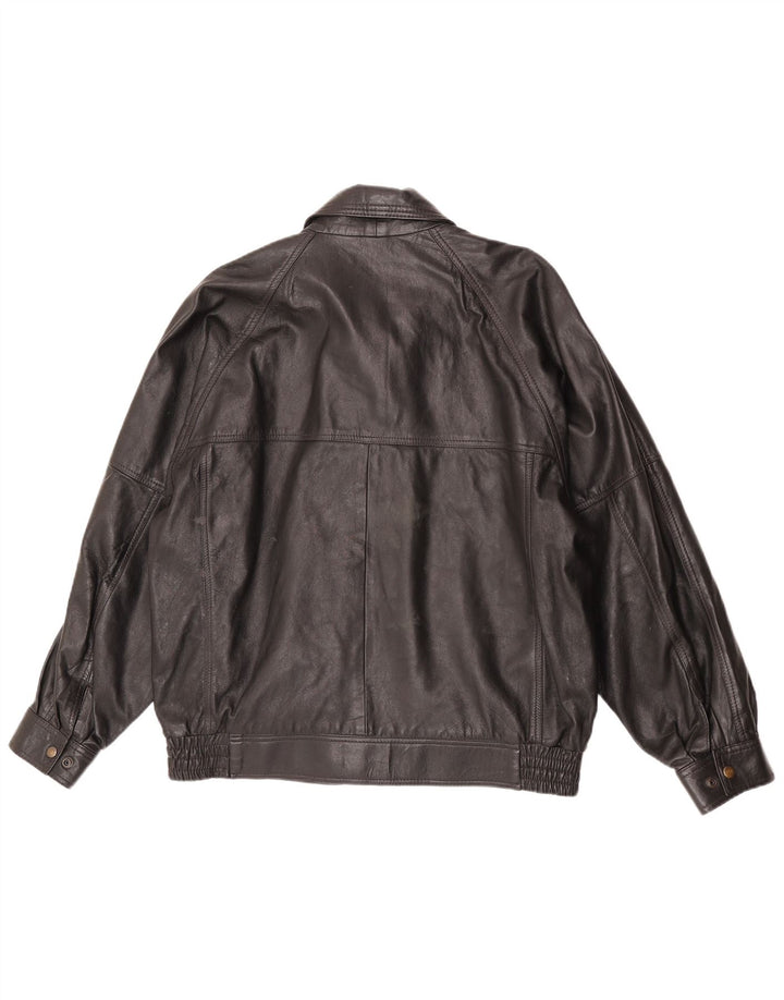 Jaqueta de couro masculina vintage IT 42 XL preta