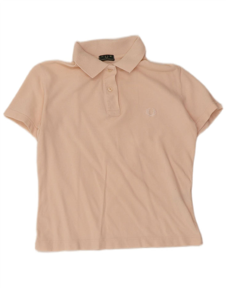Camisa polo feminina Fred Perry Reino Unido 12 algodão rosa médio
