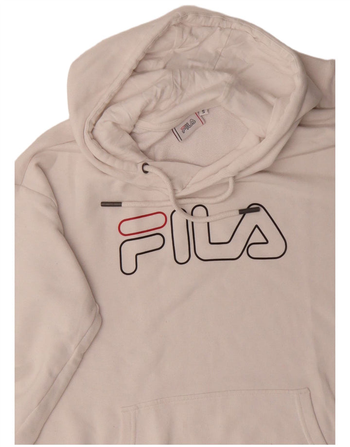Fila feminino gráfico oversized moletom com capuz UK 10 pequeno algodão branco