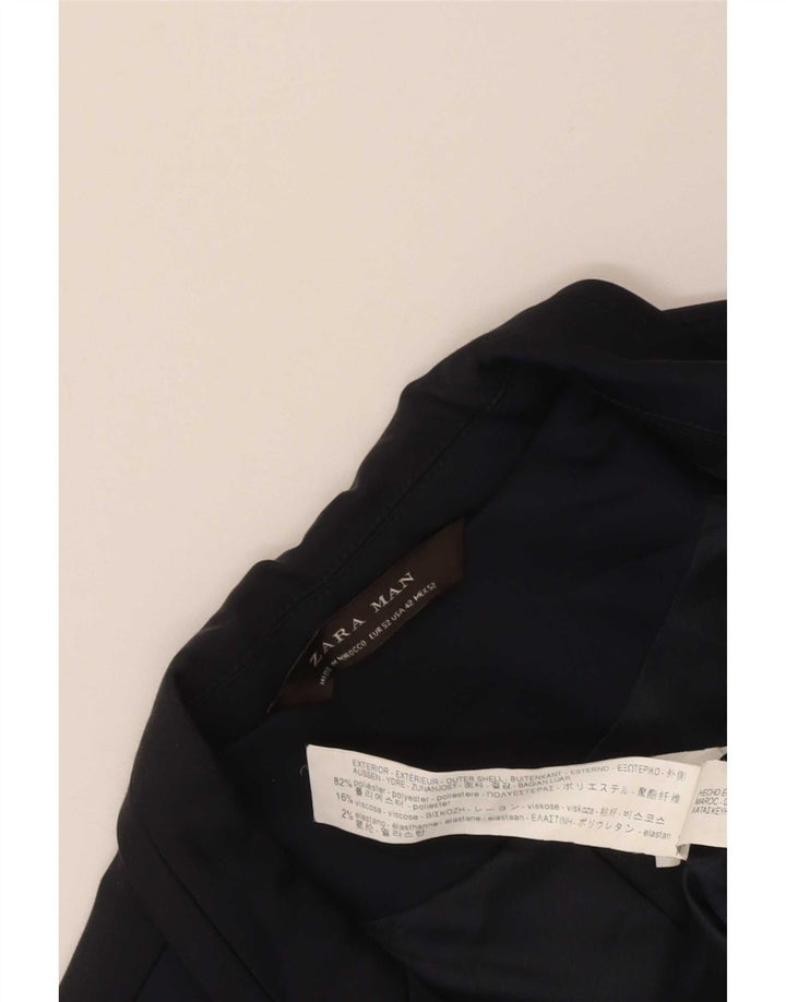 Jaqueta blazer masculina Zara com 2 botões UE 42 grande azul marinho poliéster
