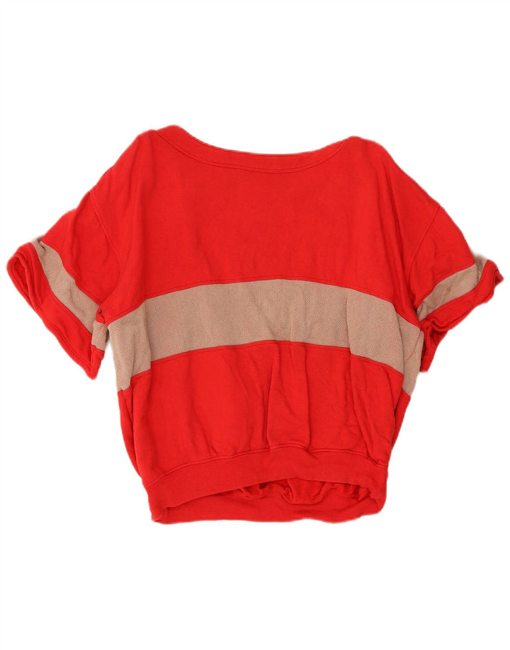 L'Uomo Suéter feminino cropped UK 16 grande bloco colorido vermelho