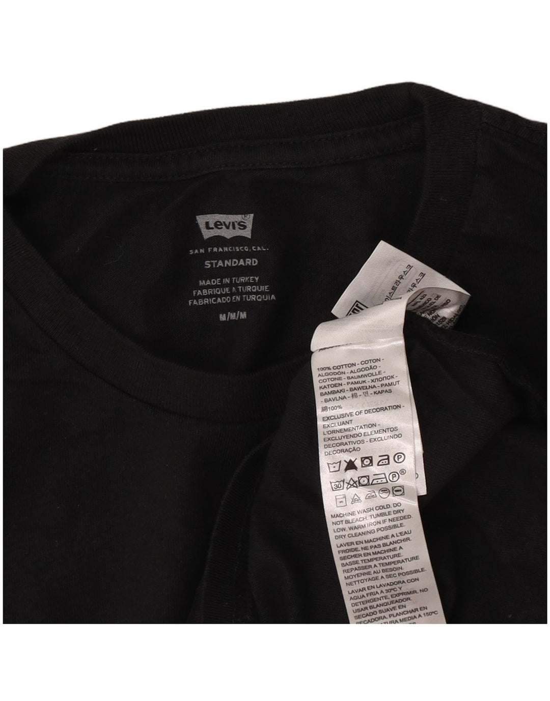 Levi's Mens Standard Top Manga Longa Médio Algodão Preto
