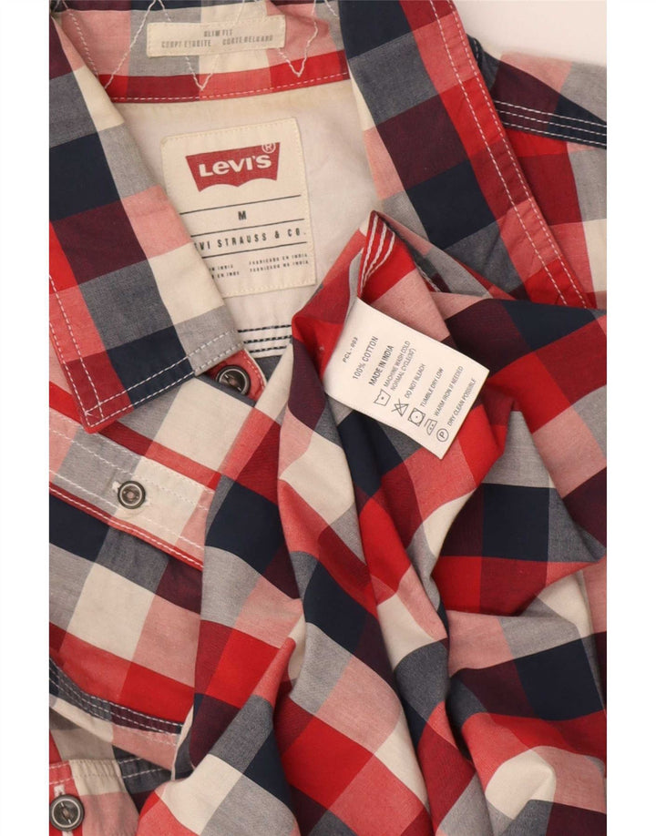 Camisa Levi's Masculina Slim Fit Médio Algodão Gingham Vermelho