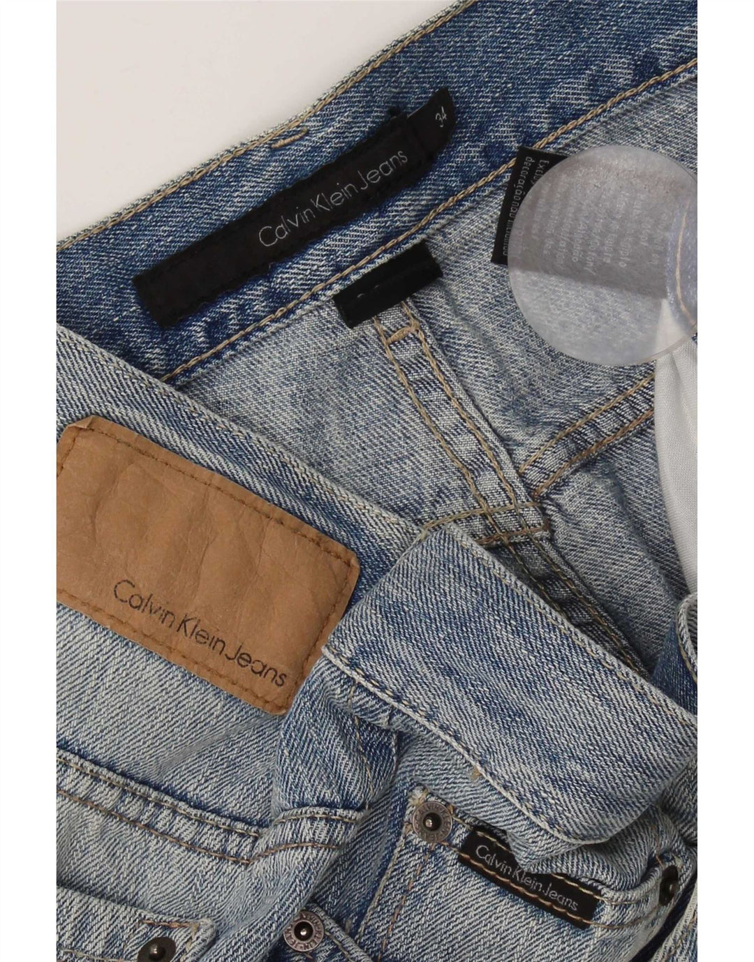 Calça jeans reta masculina Calvin Klein W34 L30 azul algodão