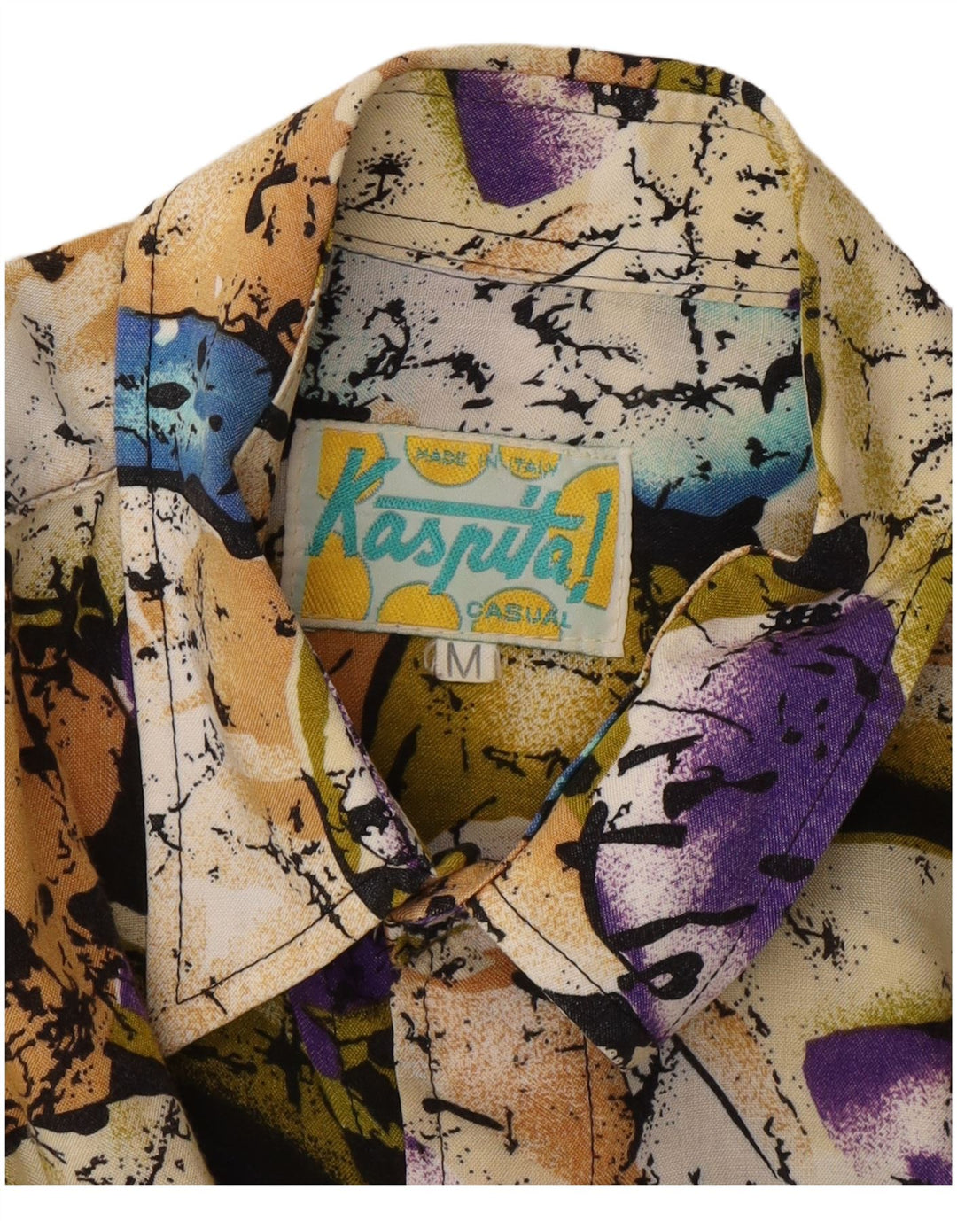 Camisa masculina vintage com estampa abstrata média multicolorida
