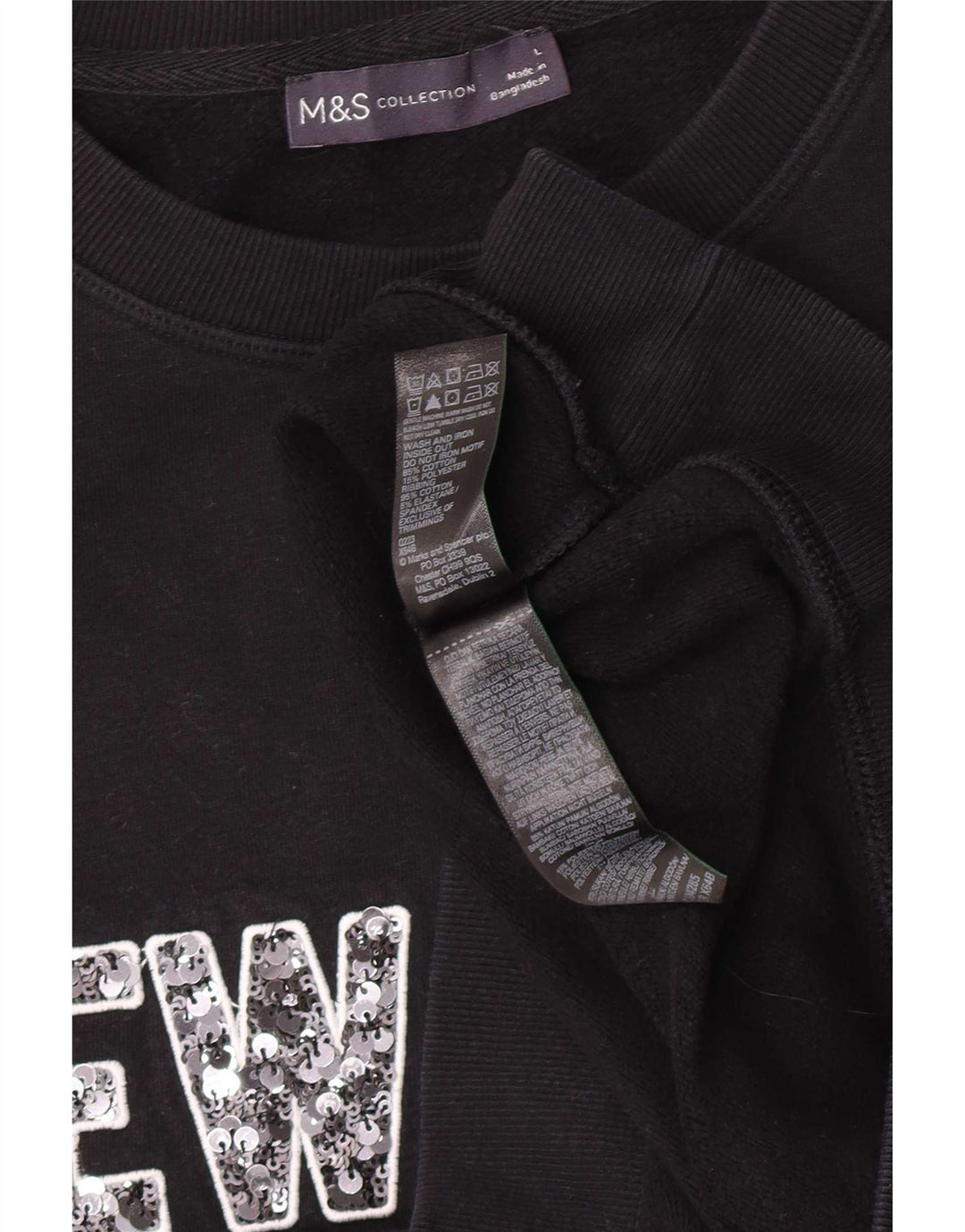 Suéter gráfico feminino Marks & Spencer Reino Unido 16 grande preto