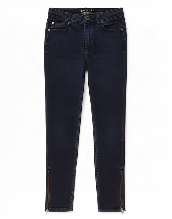 Marks & Spencer Womens Per Una Skinny Jeans Reino Unido 12 Médio W30 L24 Azul Marinho