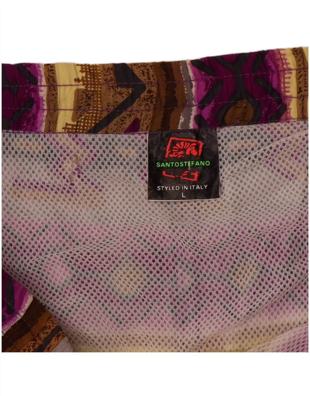 Shorts de natação masculino Santostefano grande algodão Fair Isle multicolorido