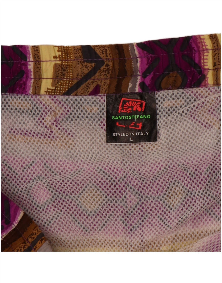 Shorts de natação masculino Santostefano grande algodão Fair Isle multicolorido