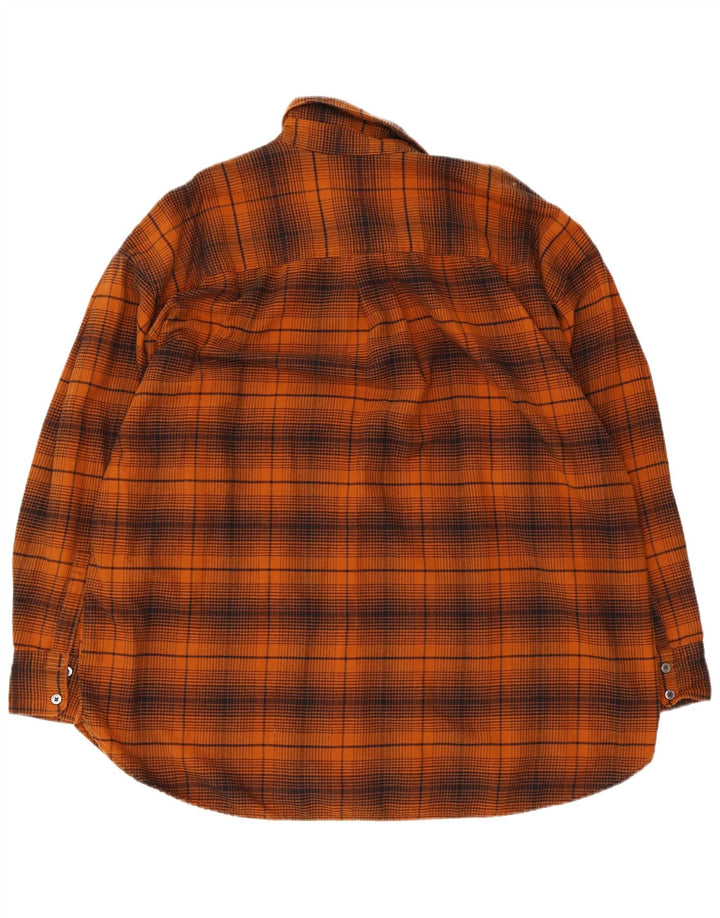 Camisa feminina de flanela grande Levi's Reino Unido 16 grande algodão xadrez laranja