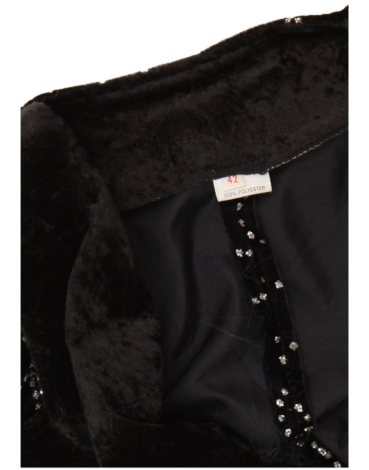 Jaqueta blazer feminina VINTAGE com padrão abstrato IT 42 médio preto