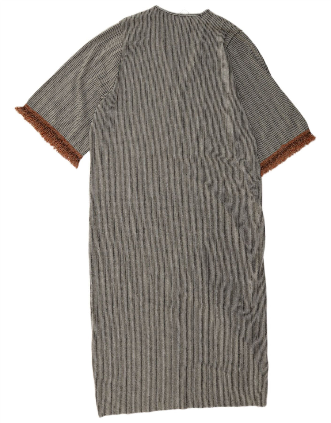 Vestido feminino maxi oversized Zara Reino Unido 10 poliéster listrado cinza pequeno
