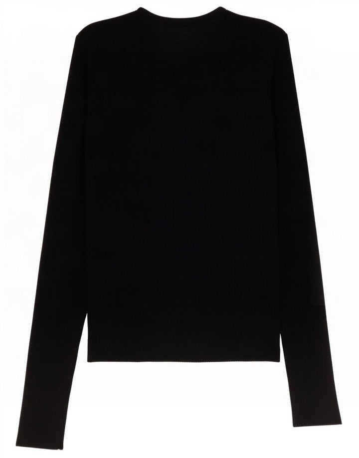 Zara Top curto feminino manga comprida Reino Unido 12 viscose preta média