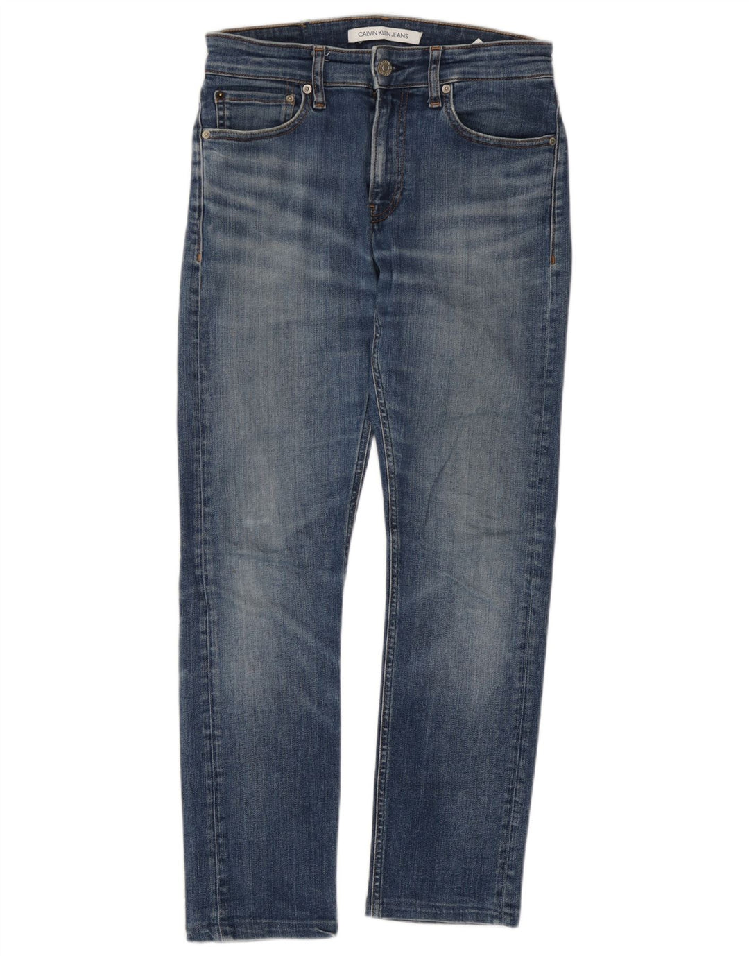 Calvin Klein Masculino Slim Jeans W28 L27 Azul Algodão