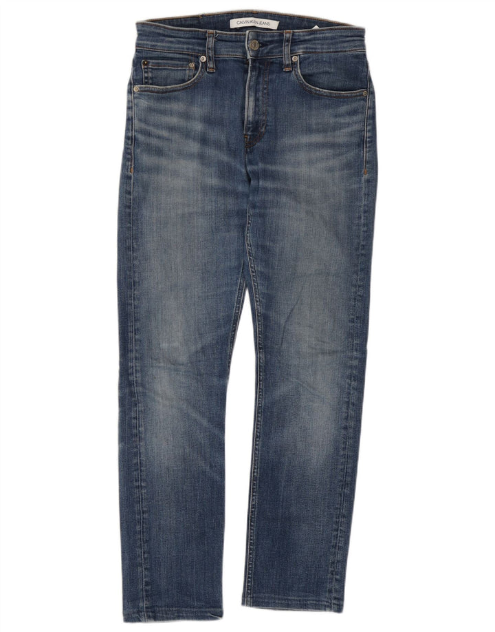 Calvin Klein Masculino Slim Jeans W28 L27 Azul Algodão
