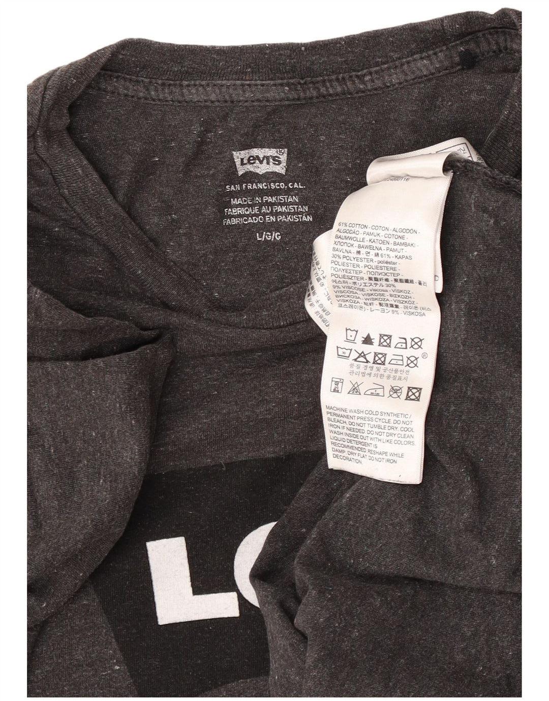 Camiseta gráfica masculina Levi's Top grande algodão manchado cinza