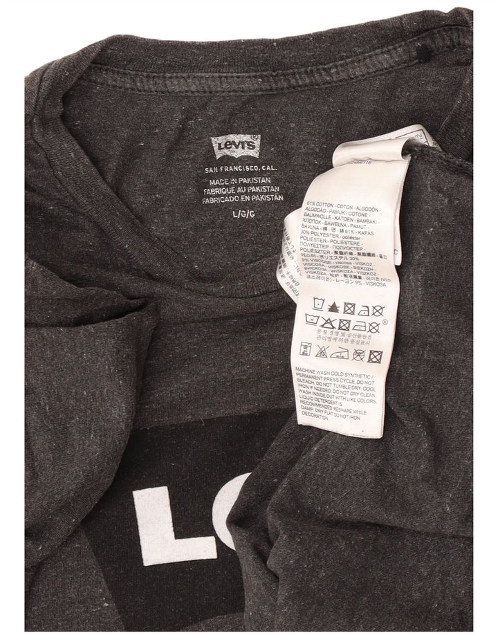 Camiseta gráfica masculina Levi's Top grande algodão manchado cinza
