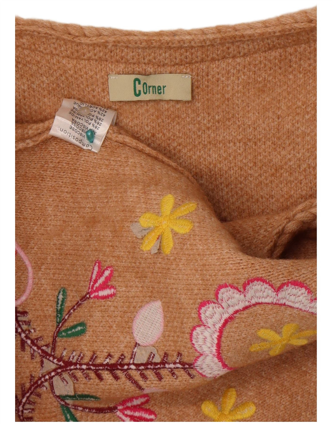 Suéter feminino Corner com estampa gráfica aberta Reino Unido 12 médio bege floral