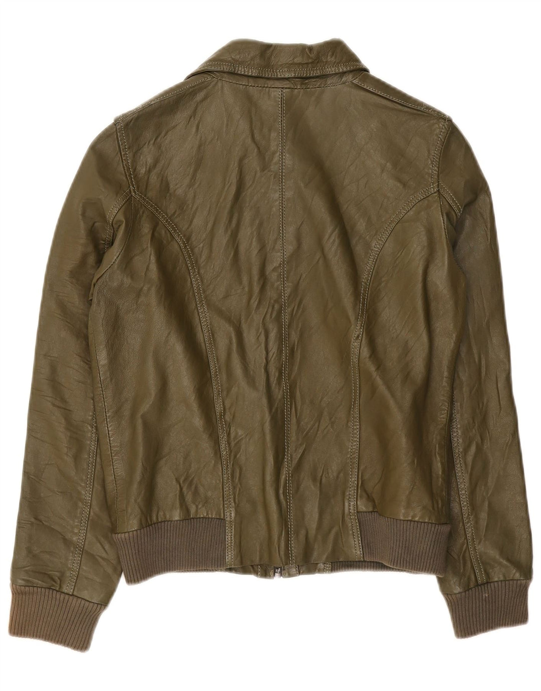 Jaqueta de couro feminina Freaky Nation UK 12 verde médio