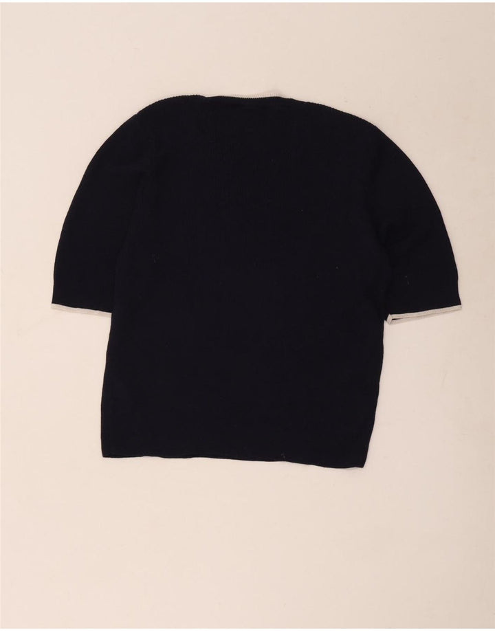 Blusa feminina de manga curta Marks & Spencer Reino Unido 16 grande azul marinho